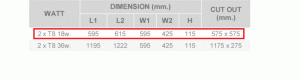 ขนาดโคม-Indirect-light-ฝังฝ้า 2x18W (60x60)